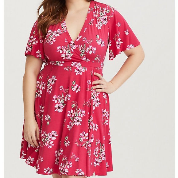 torrid Dresses & Skirts - Torrid | Floral Jersey Knit Faux Wrap Dress
